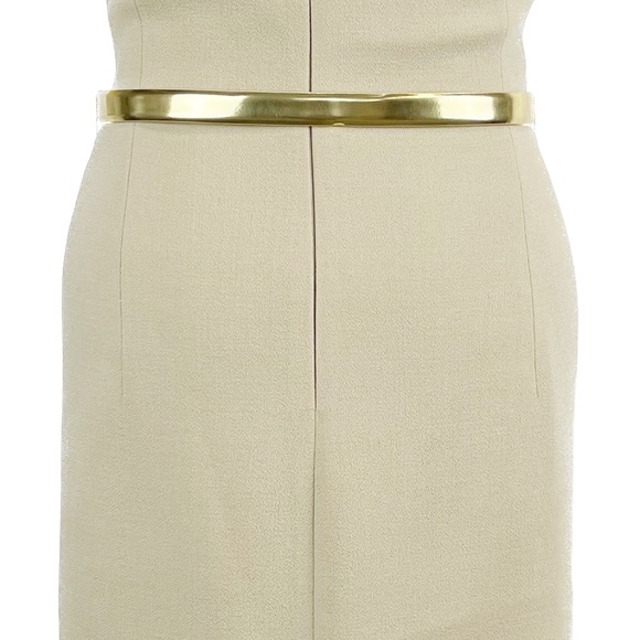 MICHAEL KORS COLLECTION Stretch Boucle Sheath Dress w/ Metallic Gold Belt Size 2 - Picture 9 of 15